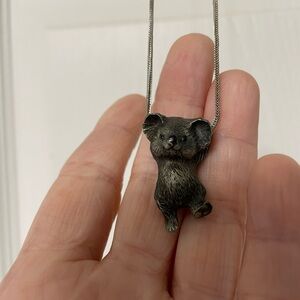 Pewter hanging koala pendant with silver necklace